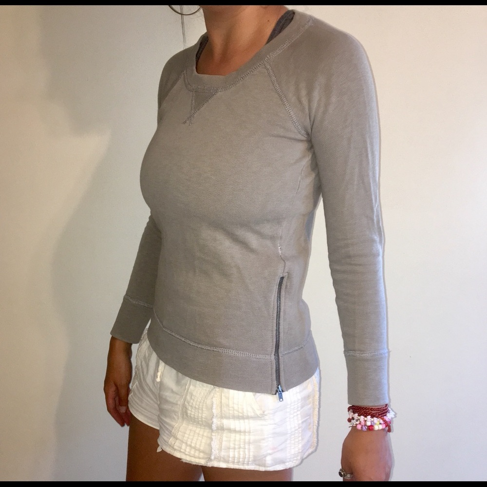 grey j. crew fitted scoop neck with side-zipper